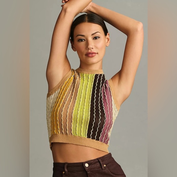 NWT Anthropologie Crewneck Knit Vest Top Medium - Picture 1 of 6